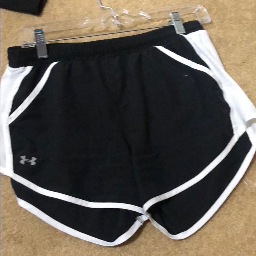 Black and white under armor shorts